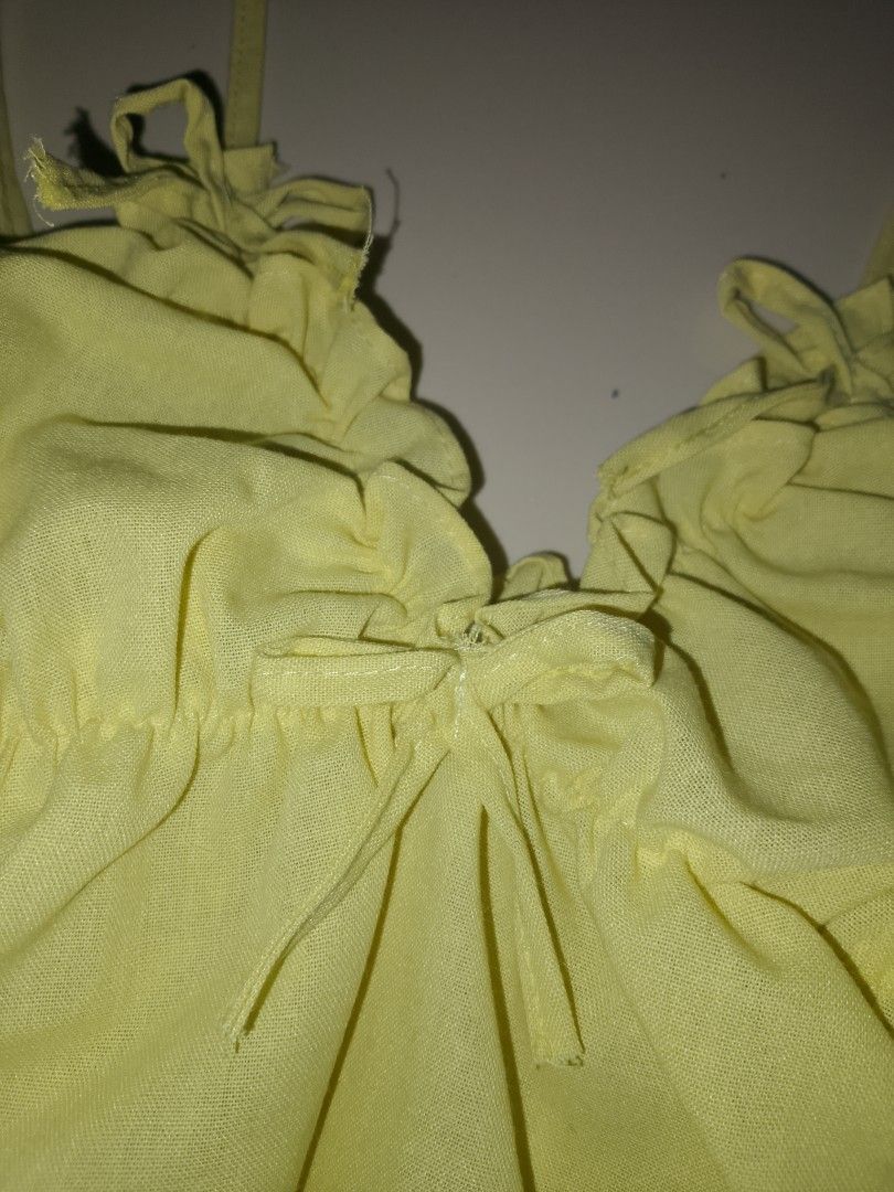Yellow Strappy Coquette Top (Category: Sleeveless) located in Talacogon. Submitted by dumpy_rain (Listing ID 1460035927, Image 2). Description: — XS • S 𝐌𝐈𝐍𝐄 𝐍𝐎𝐖, 𝐏𝐀𝐘 𝐍𝐎𝐖 🎀 — for Responsible Buyer only! 💐 𝙈𝙊𝘿𝙀 𝙊𝙁 𝙋𝘼𝙔𝙈𝙀𝙉𝙏: Gcash 𝜗ৎ All items are washed and sanitized for your convenience 🧺 𝑺𝑯𝑰𝑷𝑷𝑰𝑵𝑮 & 𝑫𝑬𝑳𝑰𝑽𝑬𝑹𝒀 ♡ Regular J&T express ──── 𝜗ৎ ──── 𝜗ৎ ──── 𝜗ৎ Note: Any noticeable flaws will be indicated, 