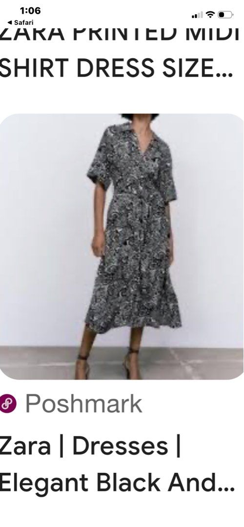 Zara printed shirt dress m (Category: Dresses) located in Muntinlupa City. Submitted by shoebizzness (Listing ID 1459952927, Image 1). Description: Zara shirt dtrss m size Has pockets 52 inches length Too small for me now J & t shipping Free ship at 750 price only ncr address Fabric is rayon I sewed a snap in between button in top area fabric was too soft it was opening up 3395 retail .