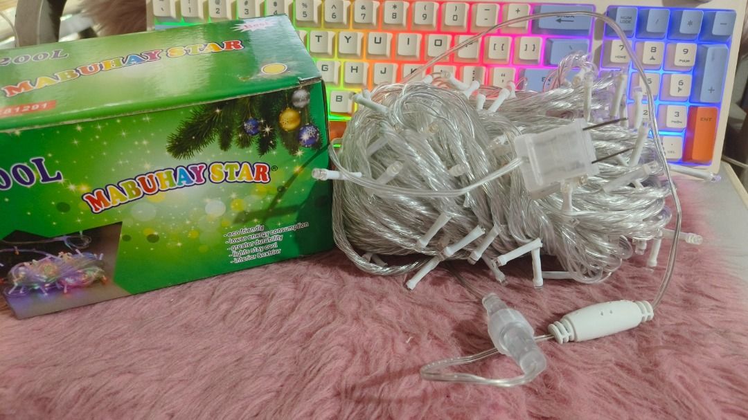 100LED Transparent String Lights Ready Outdoor (Category: Lighting) located in Manila. Submitted by glenndy_07 (Listing ID 1460196512, Image 1). Description: 100 LEDS Transparent String Lights Price: P295.00 Key Features: LED Count: 100 Length: 9meters Voltage: 220V Controller: Blinking or Steady Wire Colour: Transparent READY FOR OUTDOOR USE. Certification: ICC Certified & Product Standard compliant Colours Available: White, Warm White, Yellow, 