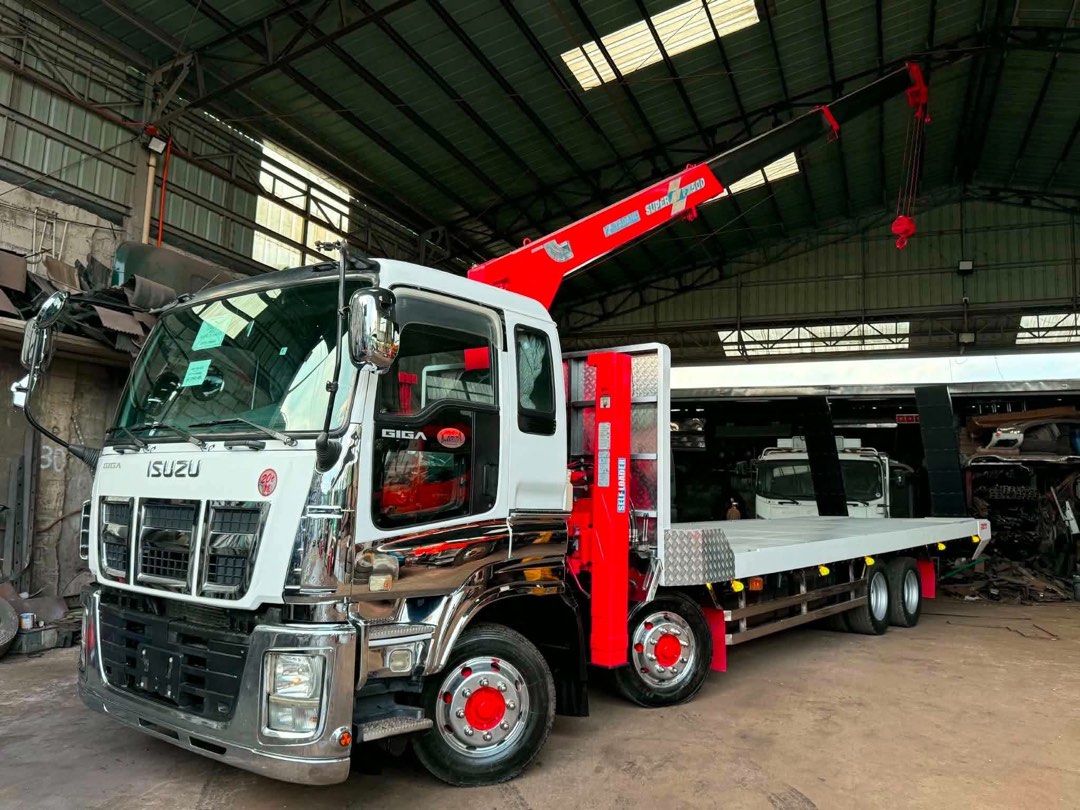 12W Selfloader with Boom 5tons + Ramp & Winch New Face 6UZ1 (Category: Heavy Vehicles) located in Bulacan. Submitted by arvin_custodio (Listing ID 1460134427, Image 1). Description: Isuzu Giga 12W Selfloader with Boom 5tons + Ramp & Winch New Face 6UZ1 engine Chrome face Molye Alcoa rim Aircon cabin Complete papers Cash/Financing Call: 0919-096-9833 .