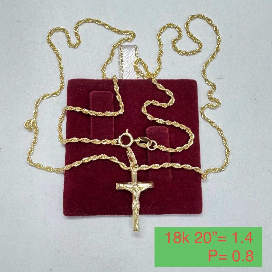 18k Saudi gold cross necklace (Category: Necklaces) located in Manila. Submitted by bhelgoldseller2ndaccount (Listing ID 1460188731, Image 3). Description: New!!✨New!!✨New!! Authentic 18k Saudi Golds 💯pawnable/naisasanla 💯with high appraisal rate 💯good investment 💯Direct supplier price 👉OPEN for resellers 🌺please take time to evaluate their actual sizes and grams 👉Best panggift for all occasions ✅ Sold per grams not per piece Kya lowest pr