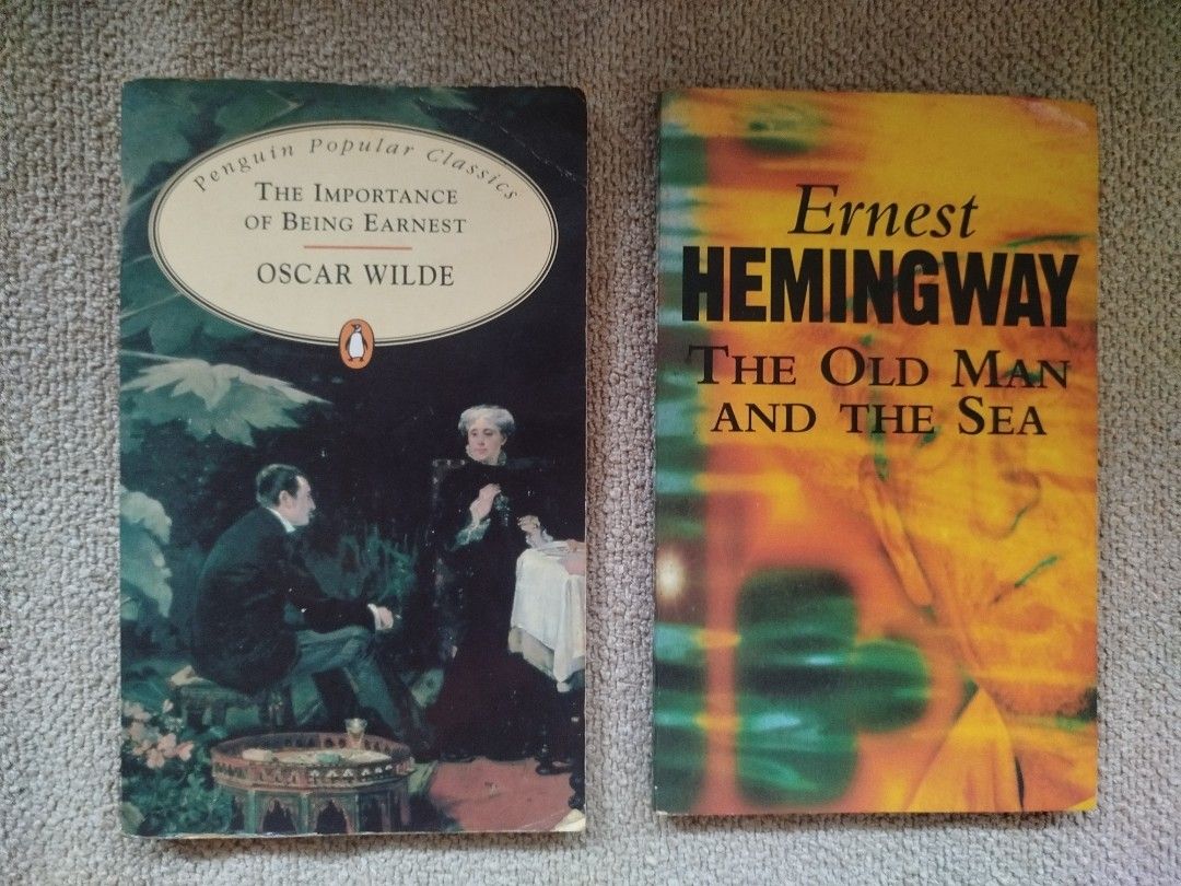 2 Books: Oscar Wilde & Ernest Hemingway (Category: Storybooks) located in Paranaque City. Submitted by kaceys_closet (Listing ID 1460139092, Image 1). Description: - 'The Importance of Being Earnest' by Oscar Wilde (Penguin Popular Classic) - 'The Old Man and the Sea' by Ernest Hemingway - Both are paperback editions - Timeless stories, great for any book lover.