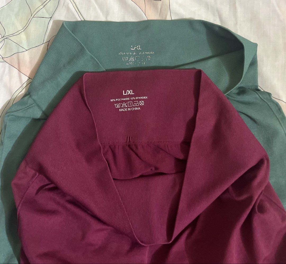 2PCS Cycling Shorts L/XL (bundle) (Category: Activewear) located in Manila. Submitted by dayclutter (Listing ID 1460234620, Image 2). Description: twice lng nasuot ung green, Ung burgundy never pa nagamit.