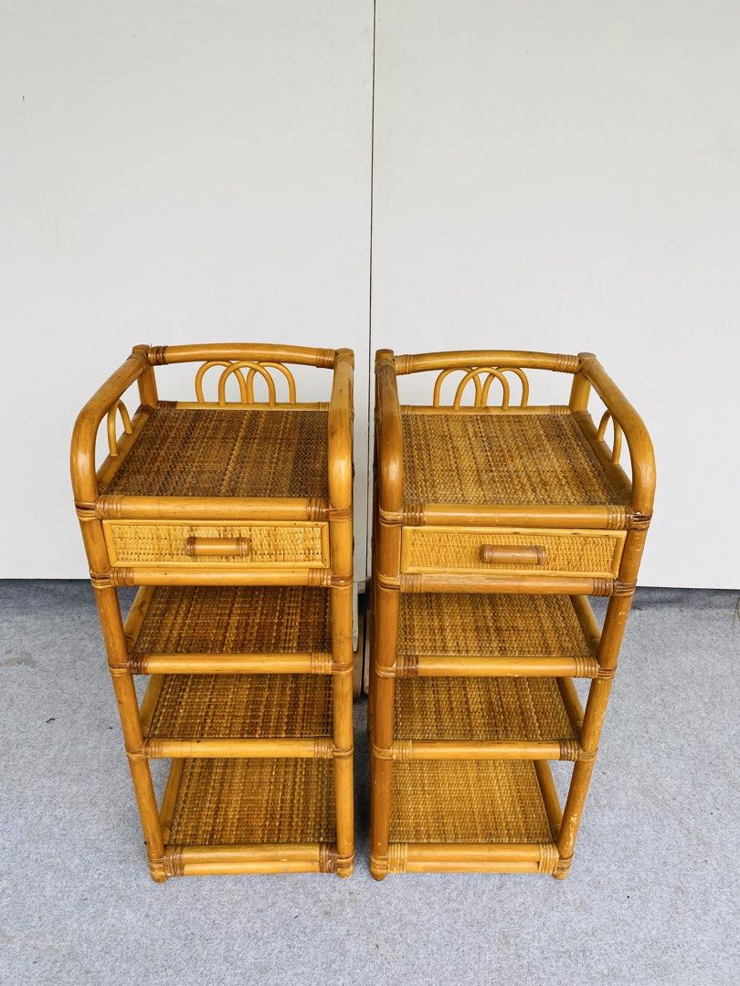 2pcs Rattan Telephone Rack (Category: Shelves, Cabinets & Racks) located in Manila. Submitted by elliefurnies31 (Listing ID 1460111717, Image 3). Description: "JAPAN SURPLUS" 2PCS RATTAN TELEPHONE STAND SIZE: 14L" x 14W" x 35H" inches (AS-IS ITEM) IN GOOD CONDITION.