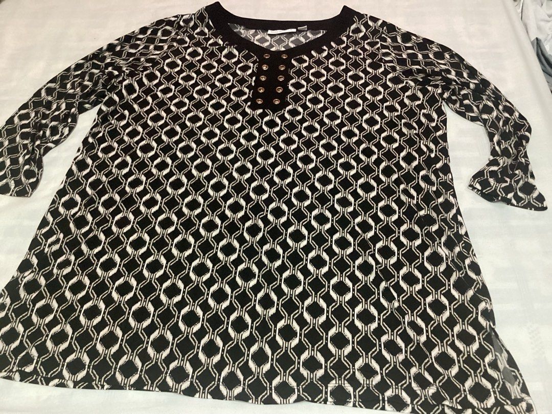3/4 Sleeves Top (Category: Longsleeves) located in Davao. Submitted by ferdipt (Listing ID 1460113279, Image 1). Description: V-neck and button detailing along the neckline. L:29 inches Armpit to armpit:23 inches Size :Large Made in Vietnam 95% Polyester, 5% Spandex.