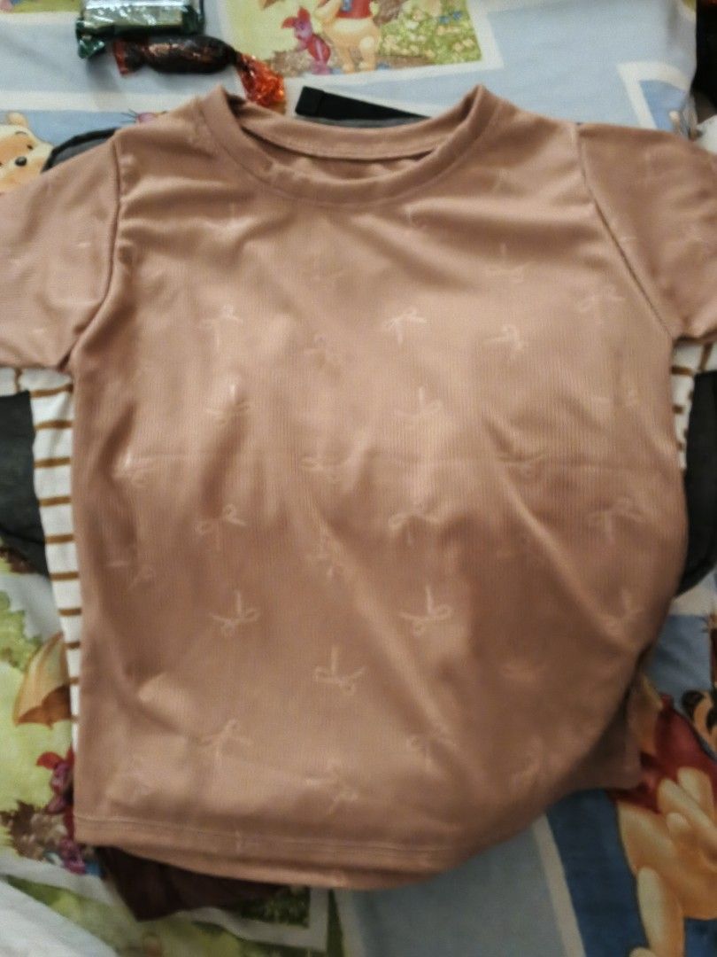 3 Tops and 2 Shorts Set - Various Styles (Category: Sets or Coordinates) located in Manila. Submitted by dolleeepaws (Listing ID 1460275082, Image 1). Description: - Bundle includes 5 pieces: 3 tops and 2 shorts. - Tops: Rose gold with bow pattern, white and brown striped, pink and grey striped. - Shorts: Blue and teal with drawstring waist. - Ideal for casual wear and creating versatile outfits..