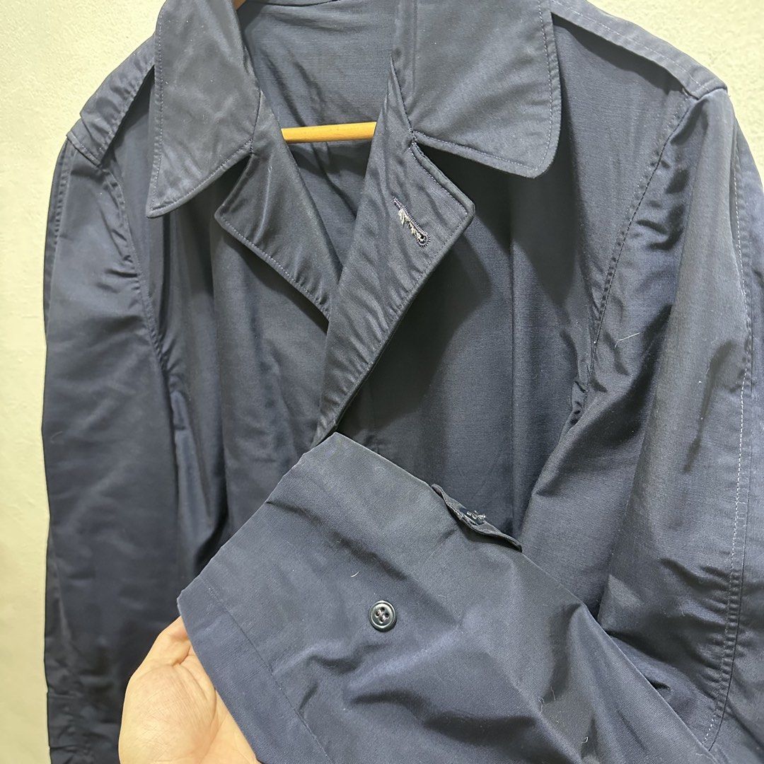 50s USAF Shade 157 Raincoat (Category: Coats, Jackets and Outerwear) located in Quezon City. Submitted by brassolivesvntg (Listing ID 1460204673, Image 3). Description: U.S. Air Force issue raincoat dated February 15, 1956, manufactured by Quality Clothing Mfg. Co., Inc. under specification MIL-R-3386A. Rendered in the iconic USAF Blue Shade 157, it reflects the post-Korean War transition where military tailoring adopted high-performance syntheti