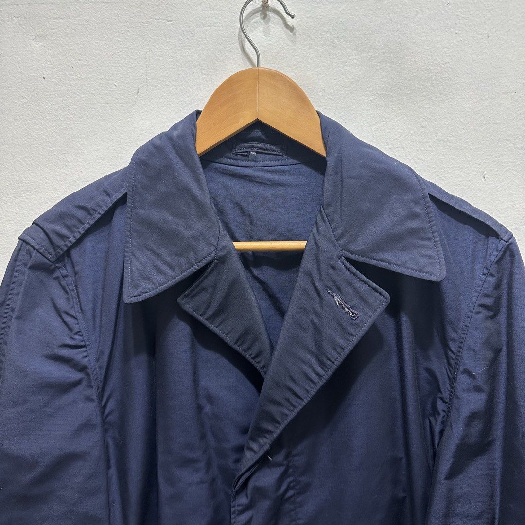 50s USAF Shade 157 Raincoat (Category: Coats, Jackets and Outerwear) located in Quezon City. Submitted by brassolivesvntg (Listing ID 1460204673, Image 2). Description: U.S. Air Force issue raincoat dated February 15, 1956, manufactured by Quality Clothing Mfg. Co., Inc. under specification MIL-R-3386A. Rendered in the iconic USAF Blue Shade 157, it reflects the post-Korean War transition where military tailoring adopted high-performance syntheti