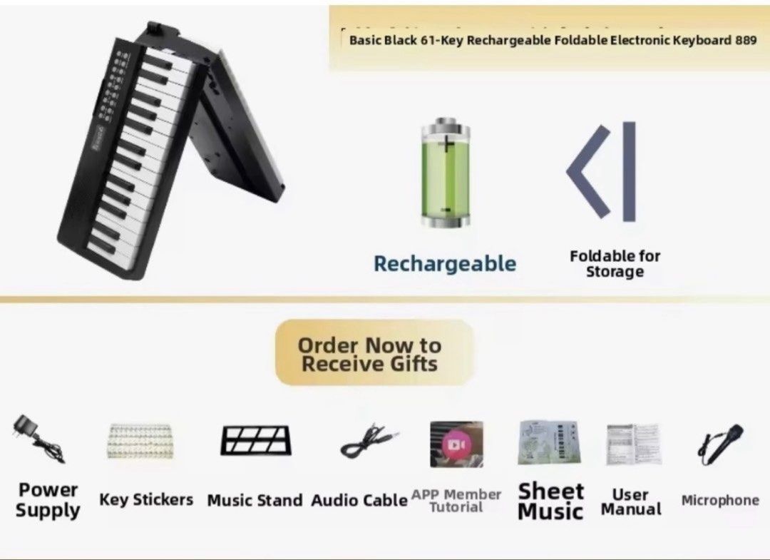 61 key Piano (Category: Musical Instruments) located in Manila. Submitted by thecluttershop_2018 (Listing ID 1460293185, Image 1). Description: Bought from Lzda app, opened but never displayed/played. Rfs: bought the pss a50 instead for my daughter.