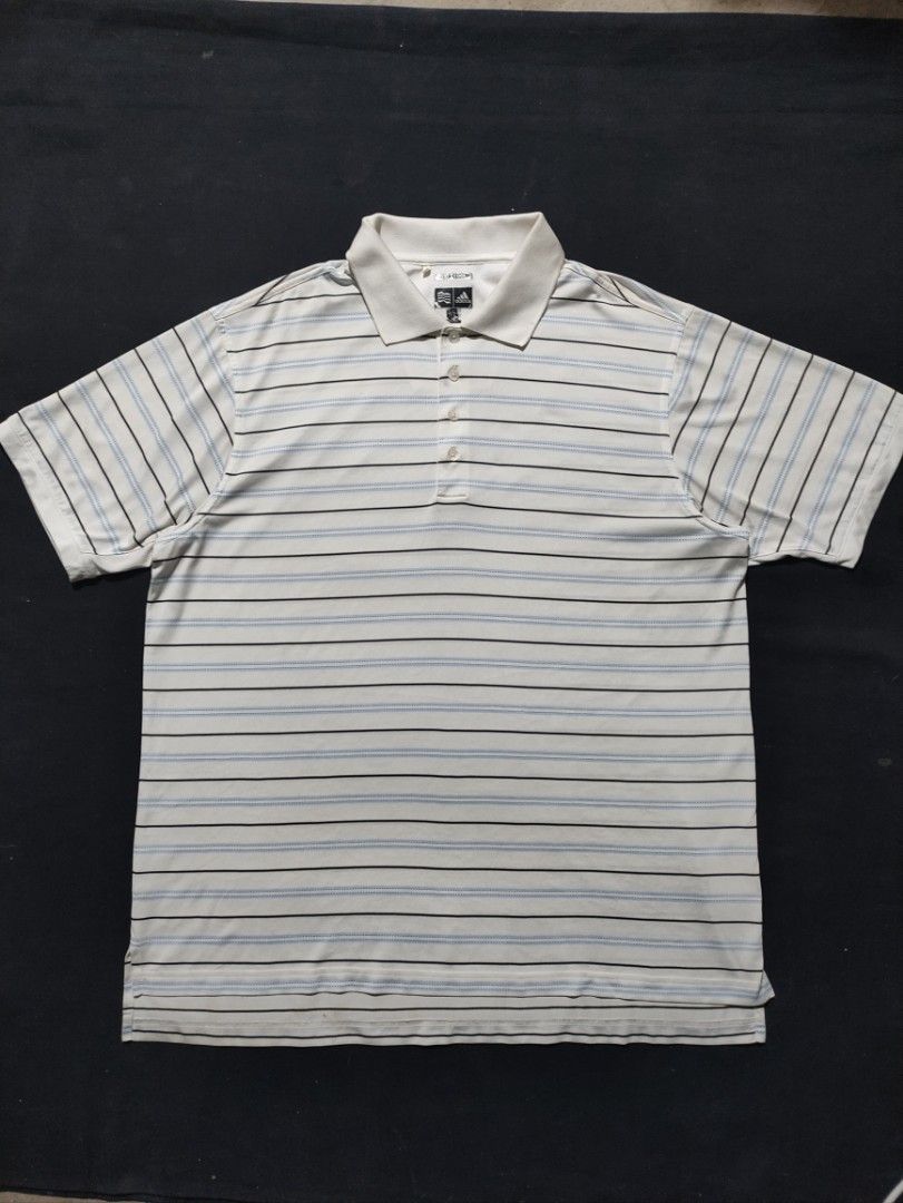 Adidas ClimaCool Striped Golf Polo Shirt (Category: Tshirts & Polo Shirts ) located in Binan City. Submitted by mmrl_rmwl00 (Listing ID 1460244135, Image 1). Description: - Adidas ClimaCool Golf Polo Shirt -24x31.5 - Stylish horizontal stripes (white, blue, brown) - Breathable 100% polyester fabric - Short sleeves with classic collar and button placket - Perfect for golf, sports, or everyday casual wear - Made in Vietnam.