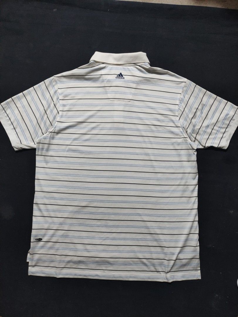 Adidas ClimaCool Striped Golf Polo Shirt (Category: Tshirts & Polo Shirts ) located in Binan City. Submitted by mmrl_rmwl00 (Listing ID 1460244135, Image 2). Description: - Adidas ClimaCool Golf Polo Shirt -24x31.5 - Stylish horizontal stripes (white, blue, brown) - Breathable 100% polyester fabric - Short sleeves with classic collar and button placket - Perfect for golf, sports, or everyday casual wear - Made in Vietnam.
