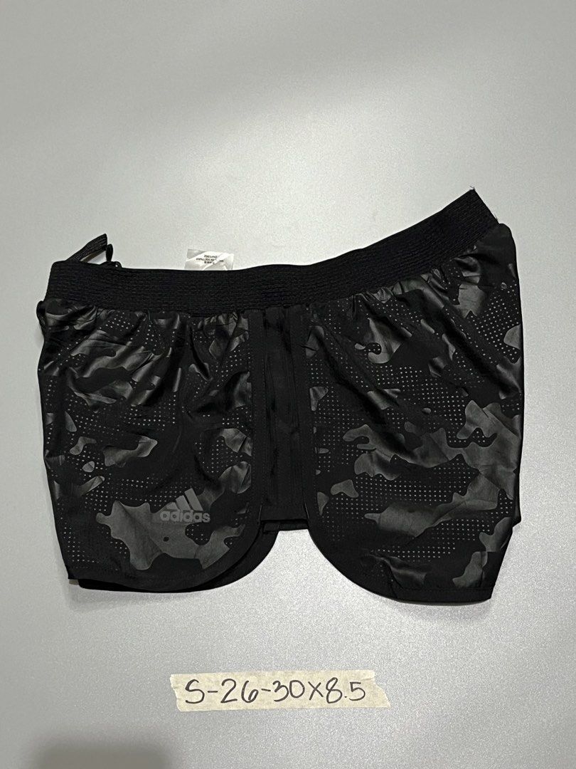 Adidas Running Shorts Black Camo Size S (Category: Activewear) located in Manila. Submitted by jorgemabelin2001 (Listing ID 1460193259, Image 3). Description: - Black Adidas running shorts with a cool camo pattern. - Elastic waistband with adjustable drawstring. - Features built-in briefs for added comfort and support. - Versatile for workouts, running, or casual wear. - Size S (check tag in photos)..