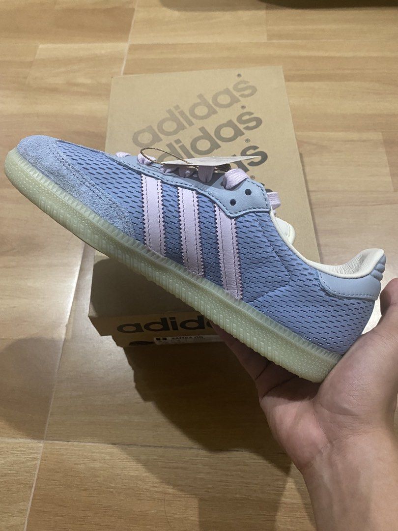 Adidas Samba OG Tactile Blue (Category: Sneakers) located in Santa Rosa. Submitted by lesssojuplease (Listing ID 1460132706, Image 3). Description: Brand new with box and extra white laces Sizes available: 6.5 US Women/ 5.5 US Men 7 US Women/ 6 US Men 100% authentic Easter vibes Ship via Lalamove, LBC Location: Sta. Rosa, Laguna.