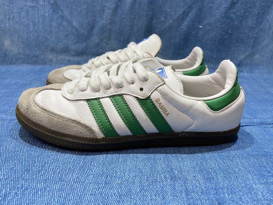 Adidas Samba OG White and Green (Category: Sneakers) located in Cebu City. Submitted by jvlz97 (Listing ID 1460209477, Image 2). Description: Good Condition Sign of Usage (Minimal Drag) No Box Size 6.5 to 7Womens.