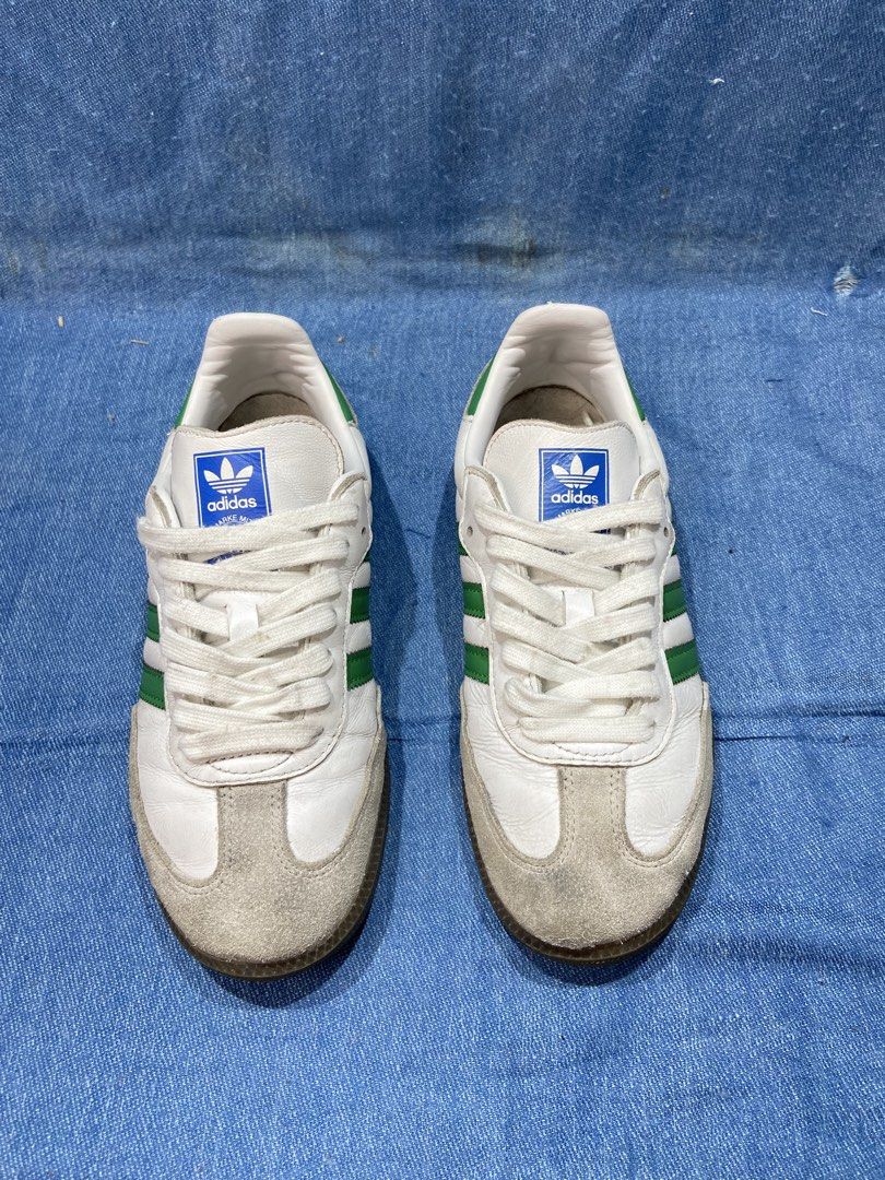 Adidas Samba OG White and Green (Category: Sneakers) located in Cebu City. Submitted by jvlz97 (Listing ID 1460209477, Image 3). Description: Good Condition Sign of Usage (Minimal Drag) No Box Size 6.5 to 7Womens.