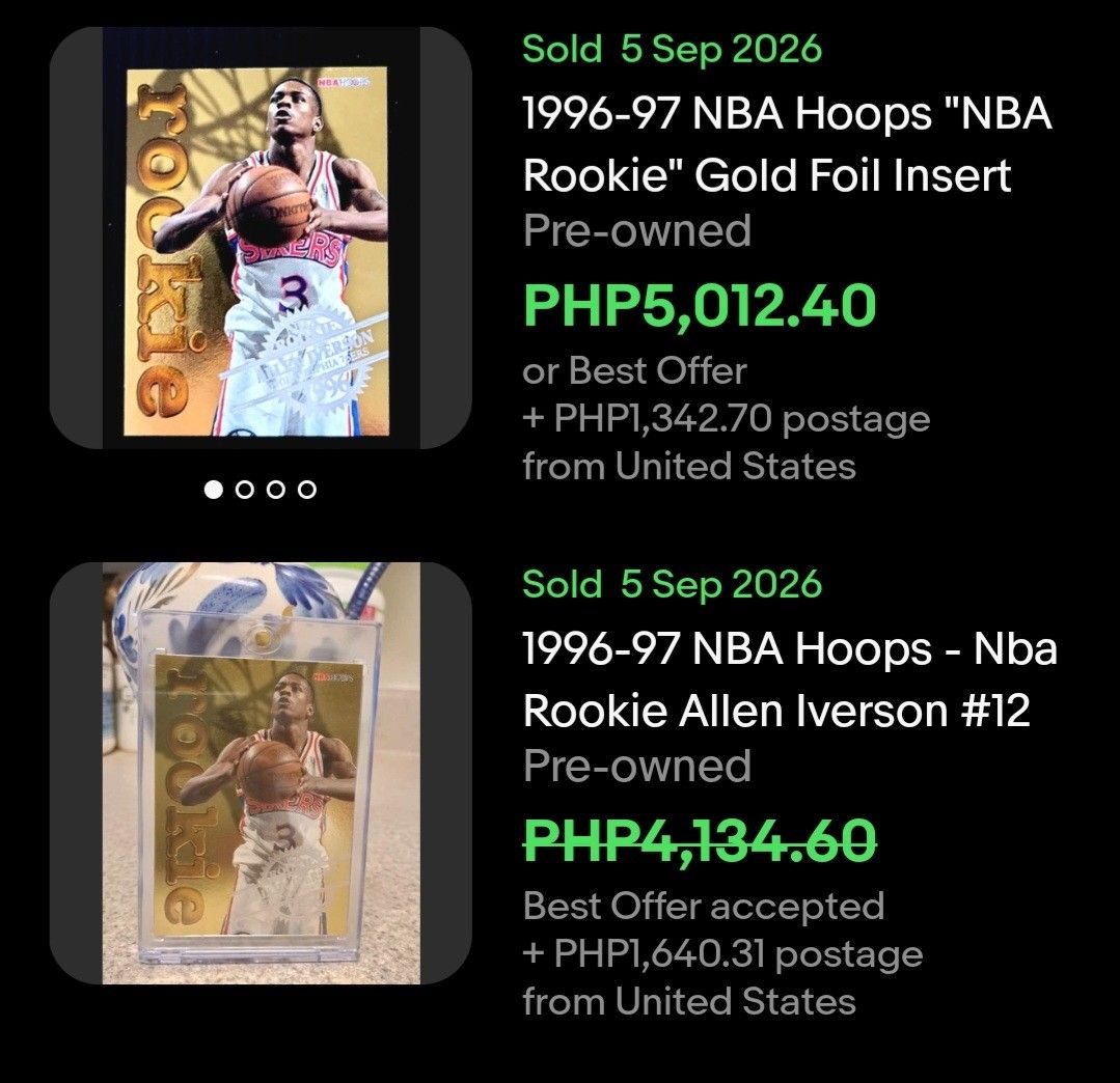 Allen Iverson Gold Rookie Card (Category: Raw Singles) located in Pasig City. Submitted by MaryandXaviersCorner (Listing ID 1460145992, Image 3). Description: Allen Iverson Gold Rookie Card Actual pictures of the item posted Will be shipped in a toploader and bubblewrap Please check my other NBA cards listings..
