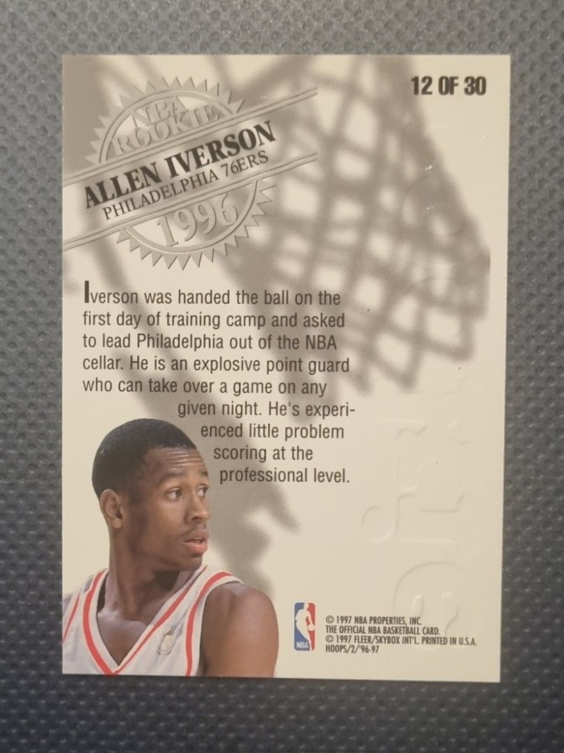 Allen Iverson Gold Rookie Card (Category: Raw Singles) located in Pasig City. Submitted by MaryandXaviersCorner (Listing ID 1460145992, Image 2). Description: Allen Iverson Gold Rookie Card Actual pictures of the item posted Will be shipped in a toploader and bubblewrap Please check my other NBA cards listings..