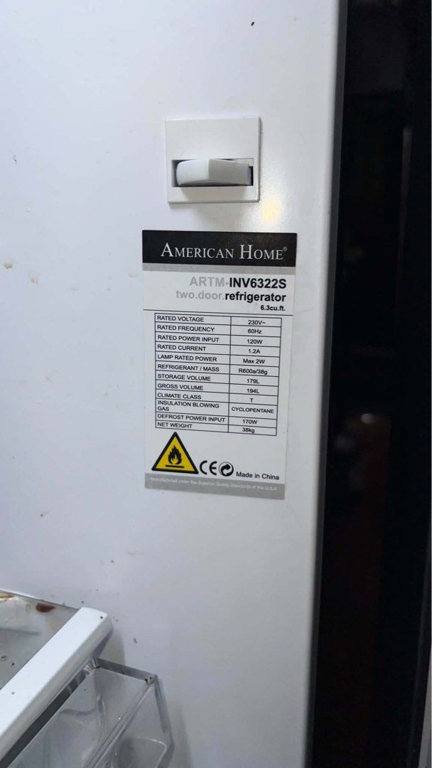 American Homes Two Door Refrigerator (Category: Refrigerators and Freezers) located in Quezon City. Submitted by iamsouffle (Listing ID 1460264313, Image 3). Description: only used for 6 months. price is still negotiable .