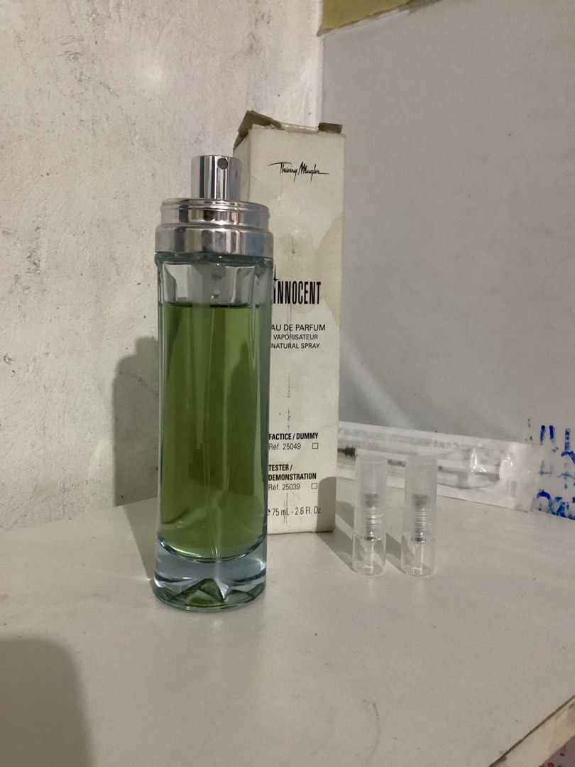 Angel Innocent by Thierry Mugler 1ml Decant (Category: Fragrance & Deodorants) located in Alfonso. Submitted by glenngarcia03 (Listing ID 1460207756, Image 2). Description: 3 slots.