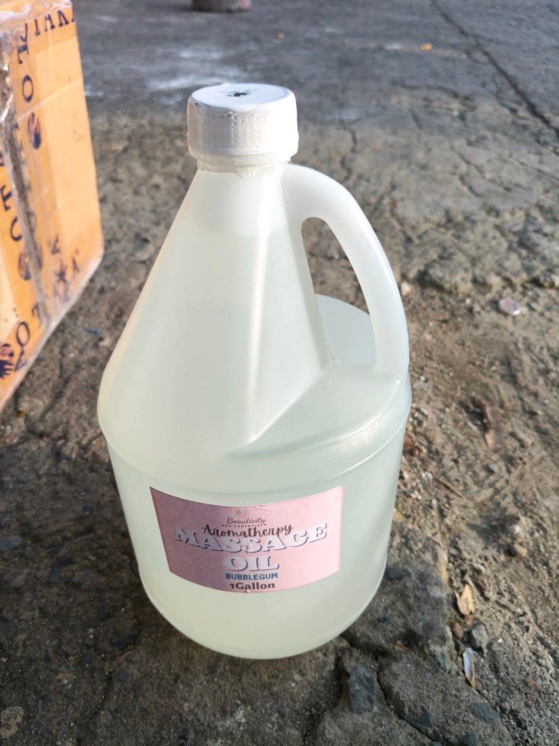 Aromatherapy Massage Oil - 1 Gallon (Category: Body Care) located in Dasmarinas. Submitted by legitbeauty08 (Listing ID 1460109141, Image 1). Description: - Gallon size aromatherapy massage oil - Available scents: Bubblegum & Lemongrass - Ideal for professional massage or personal relaxation - Brand new, unopened - Excellent value for a large quantity.