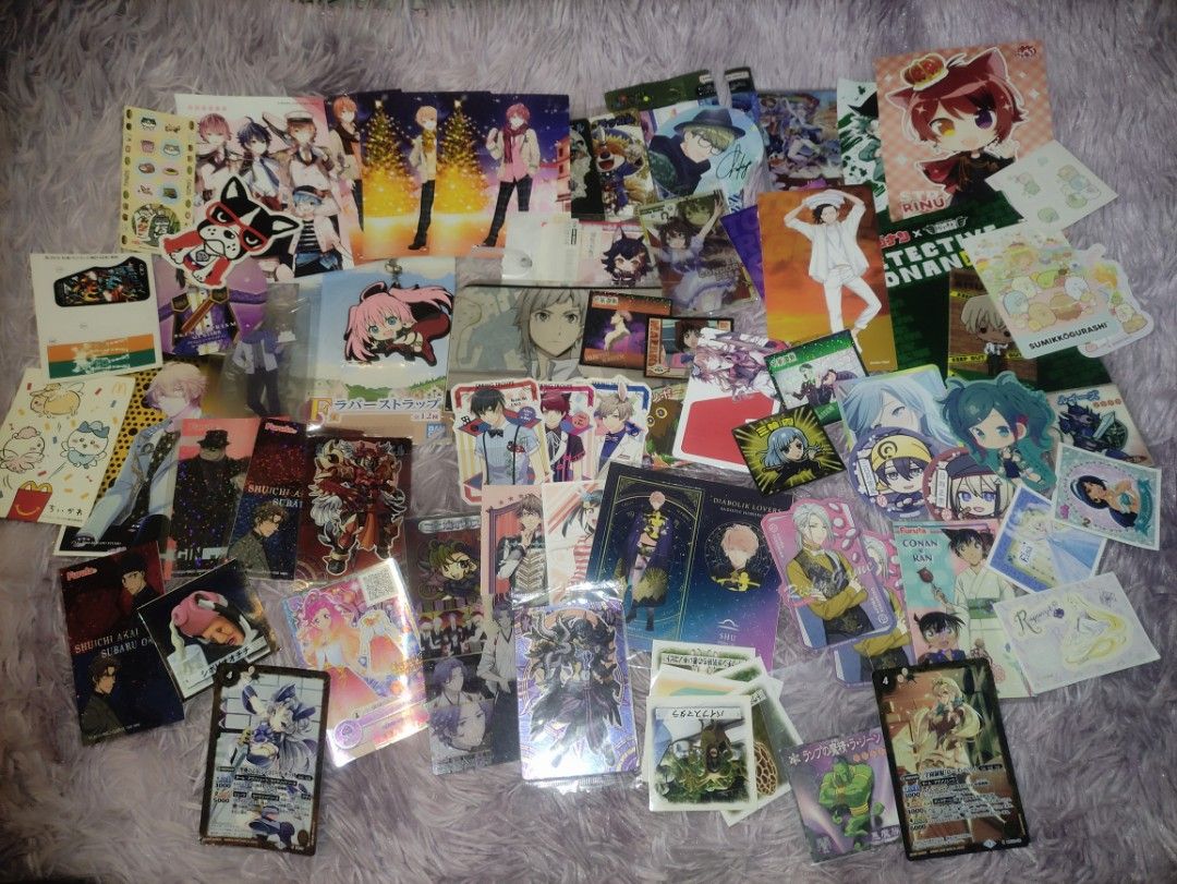 Assorted anime Sticker and Cards Bundle (Category: Raw Singles) located in Quezon City. Submitted by findyourtreasure10 (Listing ID 1460135018, Image 1). Description: 📌 **Please read before Purchasing** - good condition - all are made in japan - with markings - 60+ pcs Kindly manage your expectations. What you see is exactly what you get 📦 All items are on hand and ready to ship 💎 Photos posted are the actual items. More pictures available upo