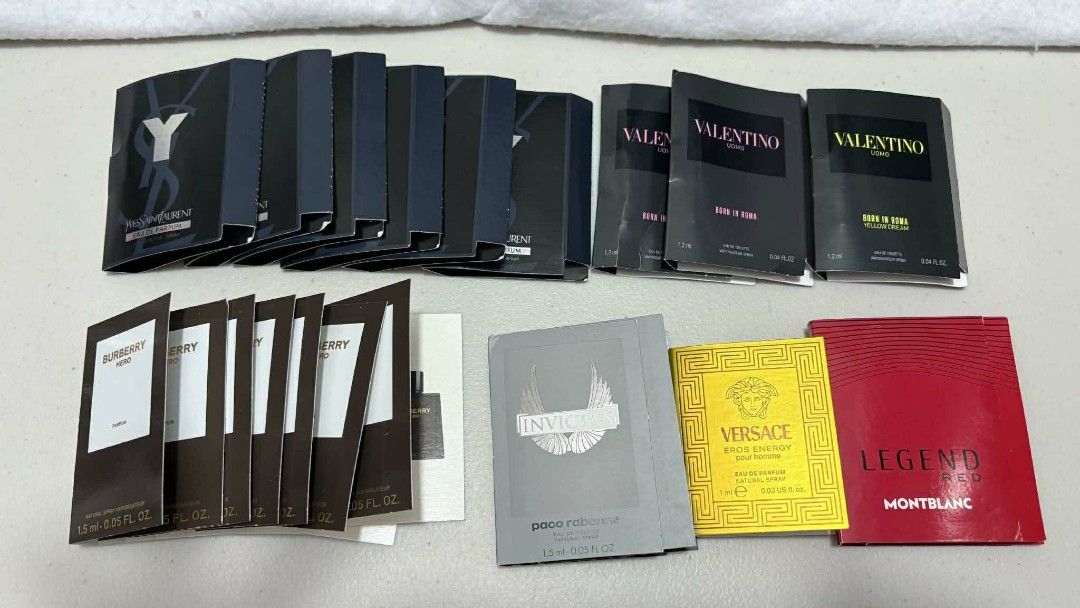 Assorted Designer Perfume Samples Lot (Category: Fragrance & Deodorants) located in Pasig City. Submitted by bishopdimatibag777 (Listing ID 1460302442, Image 1). Description: - Try top designer perfume brands like Yves Saint Laurent, Valentino, Burberry, Paco Rabanne, Versace, Montblanc, Chanel, Dior, Tom Ford, and Marc Jacobs. - Ideal for discovering your signature scent without the commitment of a full bottle. - All perfume samples are in their