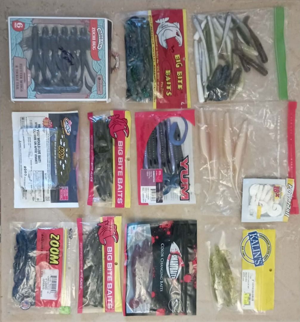 Assorted Fishing Lures, Baits, Floats, and Hooks (Category: Fishing) located in Binan City. Submitted by ollkorrect (Listing ID 1457264220, Image 2). Description: Bundle 1 – Soft Plastics & Worms 📌 Soft Plastic Baits Bundle – Big Bite, Zoom, YUM, Gulp, Kalin's & more (30+ pcs) Mixed lot of soft plastic worms, grubs, and creature baits — mostly still in original branded packaging (Big Bite Baits, Zoom, YUM, Berkley Gulp, Kalin's, SmartBaits, 13 F