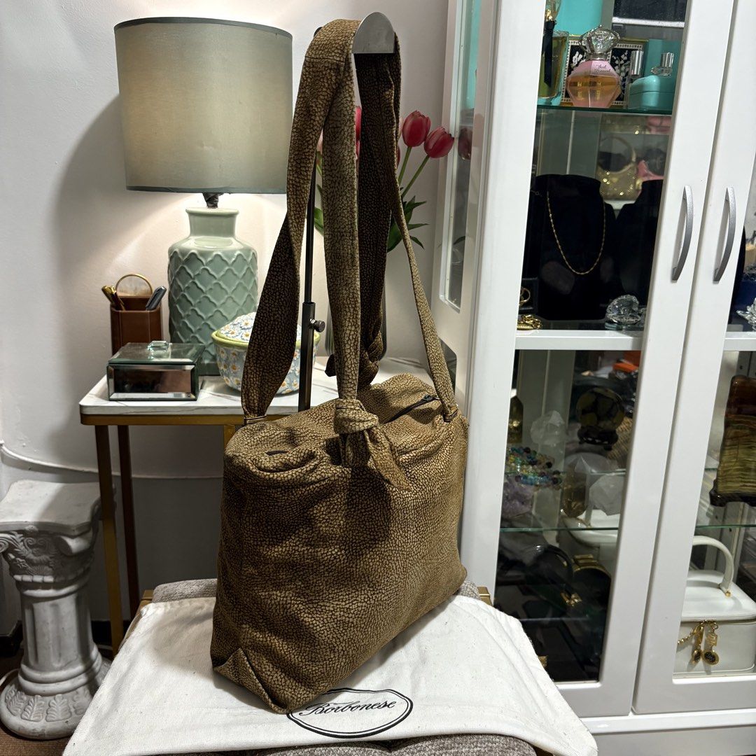 Authentic Borbonese Japan Long Shoulder Strap Tote Bag (Category: Tote Bags) located in Binangonan. Submitted by makoleksyon (Listing ID 1460291845, Image 2). Description: Excellent condition Like new No flaws Bought in Japan Size: H-10 x W-14 x D-4 inches 💯% Authentic Money back guarantee .