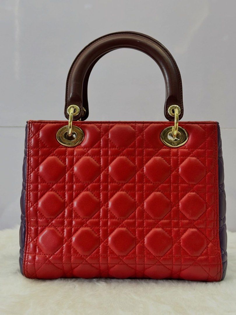 Authentic Dior (Category: Luxury Bags & Wallets) located in Manila. Submitted by chloe_luxuries (Listing ID 1460275343, Image 2). Description: Guaranteed Original Lady Dior Medium Tricolor Rank Ab no major flaws Still in very good condition Comes with dustbag and strap Pm for more details.