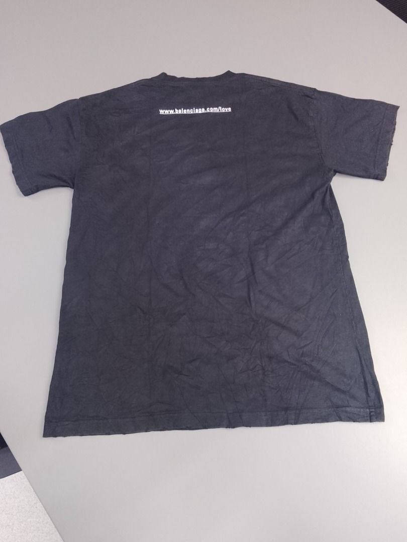 Balenciaga LOVE Shirt (Category: Luxury Apparel) located in Pasig City. Submitted by thriftshop.pinas (Listing ID 1460164363, Image 3). Description: Balenciaga Love Shirt -Size: Small on tag best fit to Medium -Dimes: 22 x 28 -Color Rate: 9.5 / 10 -No issue at all -Complete Tags.