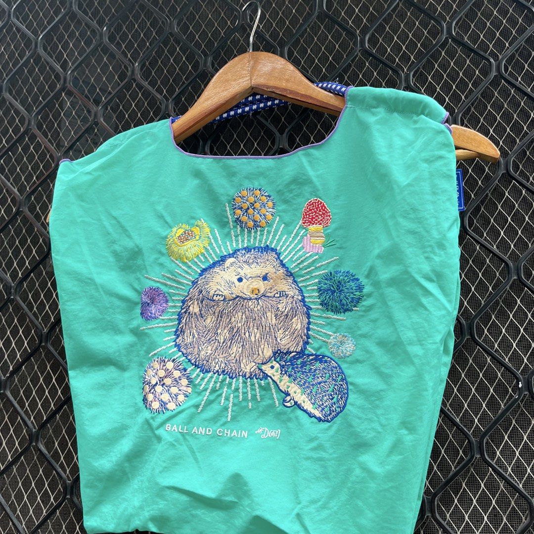 Ball & Chain eco-friendly tote bag (Category: Tote Bags) located in Taguig. Submitted by scoutandloots (Listing ID 1460132926, Image 2). Description: Ball & Chain eco-friendly tote bag “embroidered hedgehog” .