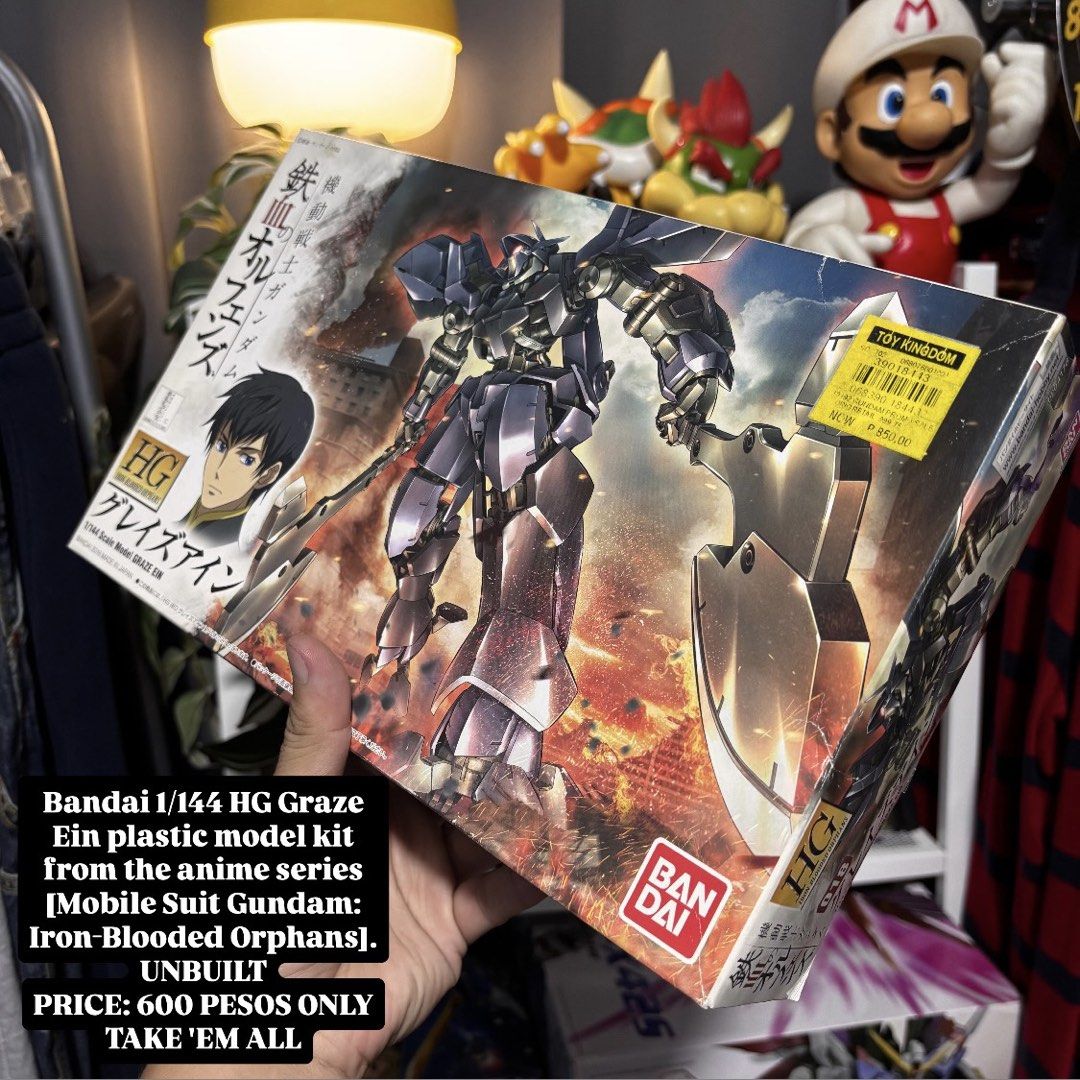 Bandai HG 1/144 Graze Ein Plastic Model Kit (Category: Gundam & Model Kits) located in Caloocan City. Submitted by bonsatocha43876 (Listing ID 1460207665, Image 1). Description: - Unbuilt Bandai HG 1/144 Graze Ein plastic model kit - From Mobile Suit Gundam: Iron-Blooded Orphans - All parts are sealed in plastic bags - Includes instruction manual - Price: 600 pesos only.