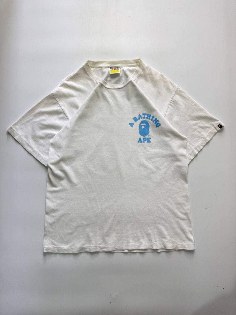 BAPE "Ape together strong" Shirt (Category: Tshirts & Polo Shirts ) located in Manila. Submitted by grailsociety.ph (Listing ID 1460255529, Image 1). Description: BAPE "Ape together strong" Shirt Tag Size - Large Measurements: Length- 27.5" Width- 20" Good Condition Issue: Repaired hole and dot stains Price: ₱1,600 Model details: 5'8 81kg.