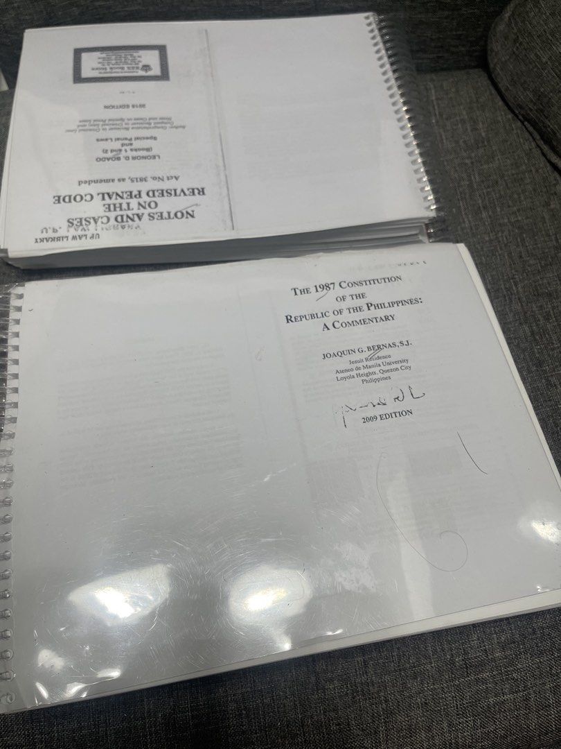 Bernas Constitution Commentary (Category: Textbooks) located in Manila. Submitted by shanxx_ (Listing ID 1460269754, Image 1). Description: - Essential Law Books for Students! - The 1987 Constitution of the Philippines: A Commentary by Joaquin G. Bernas, S.J. (2009 Edition) .