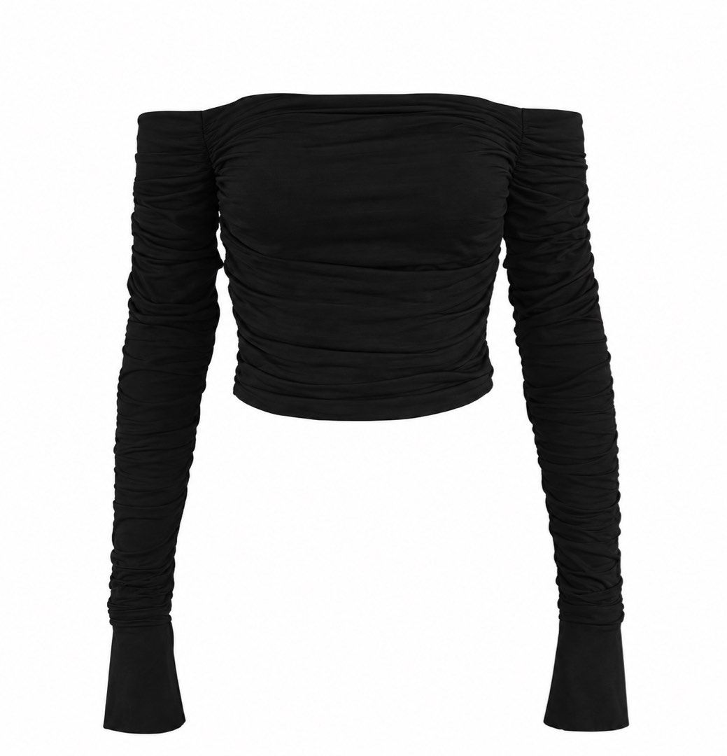 Black Off Shoulder Longsleeve Crop Top (Category: Longsleeves) located in Bulacan. Submitted by erinbtrc (Listing ID 1460176892, Image 1). Description: 10/10 Condition Size Small Color Black No Flaws/ Issues Can do Same Day Delivery (Lalamove) along Metro Manila or J&T Delivery.