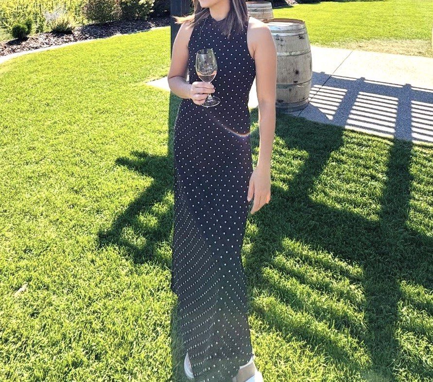 Black Polkadot Maxi Dress (Category: Dresses) located in Binan City. Submitted by colormehappyph (Listing ID 1460230191, Image 3). Description: Used once in Canada XS-S frame.