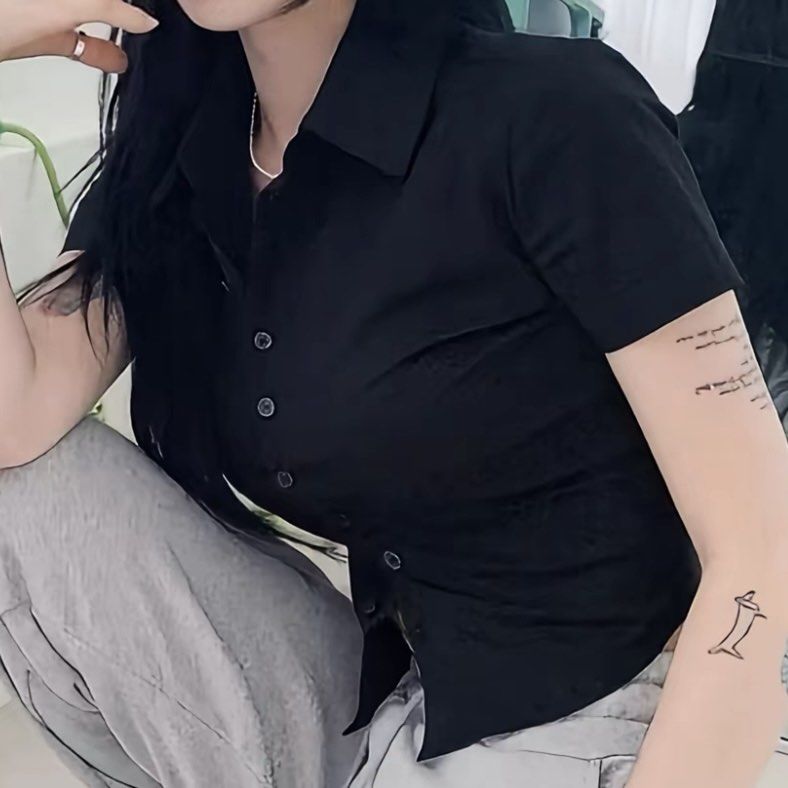Black Polo Crop Top (Category: Blouses) located in Bulacan. Submitted by erinbtrc (Listing ID 1460174357, Image 2). Description: 10/10 Condition Size XS Available in Color Black & White No Flaws/ Issues Can do Same Day Delivery (Lalamove) along Metro Manila or J&T Delivery.