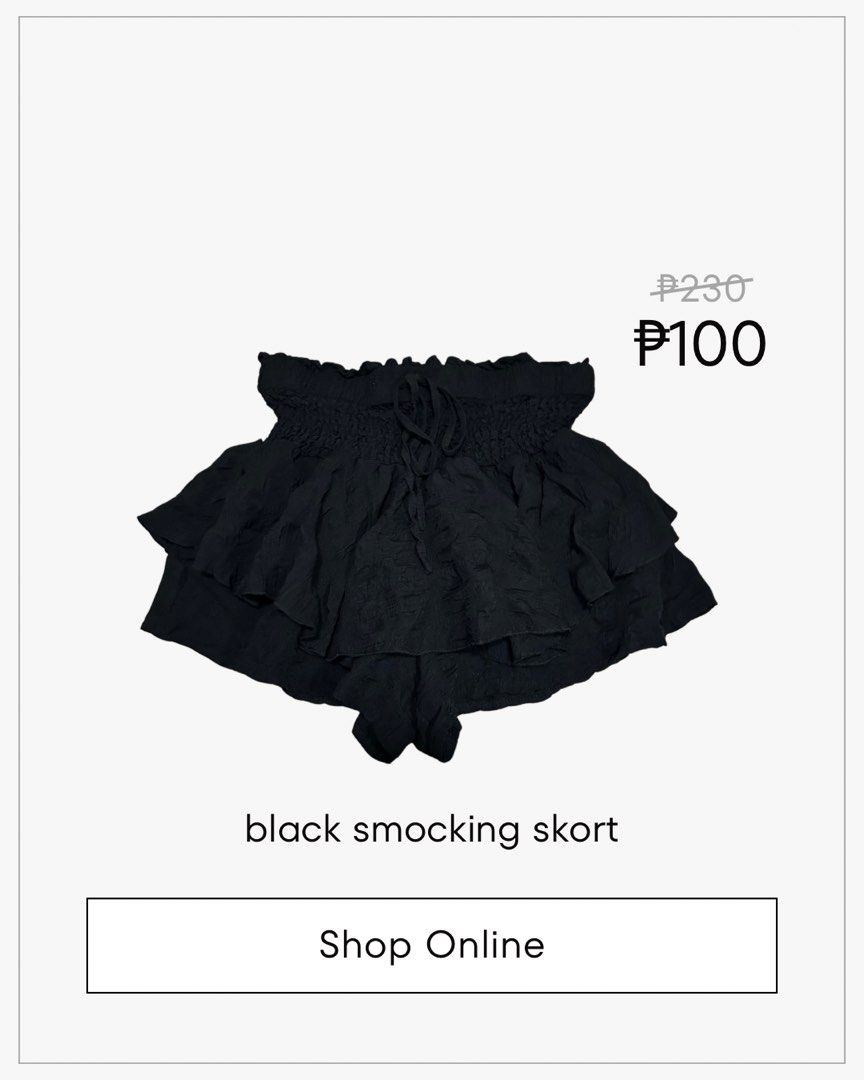 black smocking skort (Category: Shorts) located in Manila. Submitted by ella_shop777 (Listing ID 1460170353, Image 1). Description: .