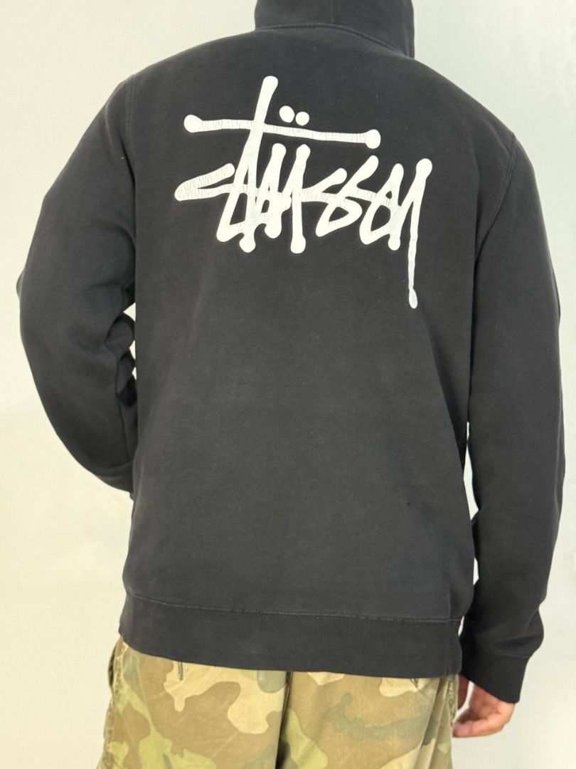 Black Stussy Basic Logo Pullover Hoodie (Category: Hoodies) located in Manila. Submitted by grailsociety.ph (Listing ID 1460265062, Image 2). Description: Black Stussy Basic Logo Pullover Hoodie Tag Size: Large Measurements: Length- 29" Width- 22" Excellent Condition Issue: Minimal dot hole Price: ₱3,500 Model details: 5'8 81kg.