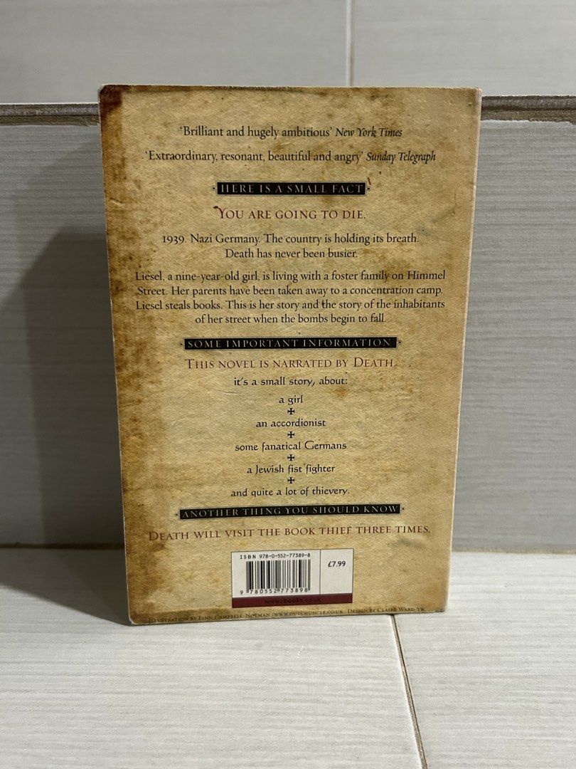 Book Thief- Markus Zusak (Category: Storybooks) located in Manila. Submitted by as_declutter (Listing ID 1460157148, Image 2). Description: Book Thief by Markus Zusak Paperback With light tanning and few dents (pls see photos) Pages intact No other issues Loc: Manila MOD: ggx or lalamove .