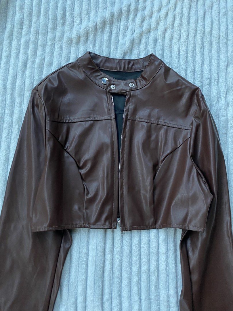 BRANDNEW SHEIN LEATHER JACKET WITH POUCH (Category: Coats, Jackets and Outerwear) located in General Santos City (Dadiangas). Submitted by roxxsan (Listing ID 1460183786, Image 3). Description: BRANDNEW SIZE XXS-SMALL .