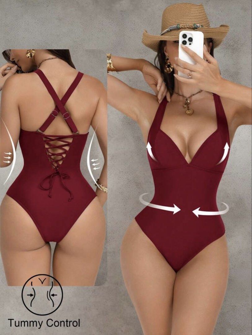 Burgundy one-piece swimsuit (Category: Bikinis & Swimsuits) located in Quezon City. Submitted by venice011 (Listing ID 1460182419, Image 1). Description: Used once only for a photoshoot.