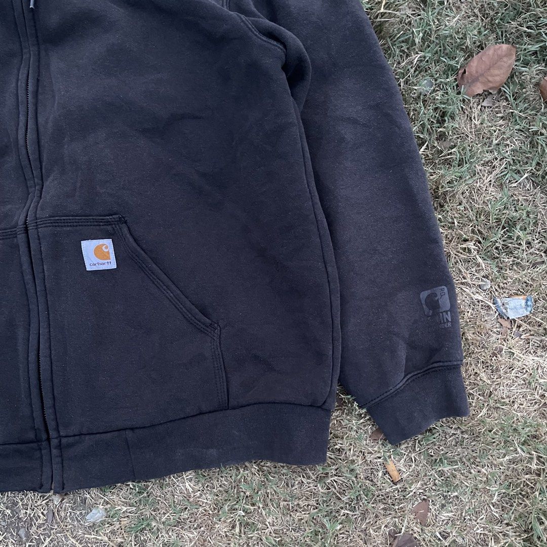 Carhartt Full Zip Hoodie Jacket (Category: Coats, Jackets and Outerwear) located in Zamboanga. Submitted by selvege (Listing ID 1460110099, Image 2). Description: - Classic Carhartt full zip hoodie RD - Color: Black - Size: Large - Material: Cotton and polyester blend - Features iconic Carhartt logo patch on front pocket -excellent condition - Made in Mexico - Great for layering or wearing on its own -dimes 25x30.