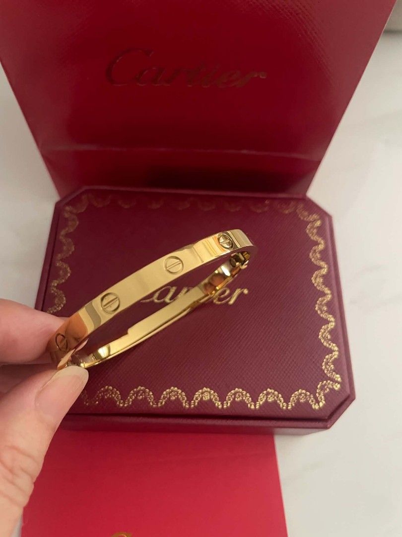 Cartier Gold Love Bracelet / Bangle (Category: Bracelets) located in Kuala Lumpur. Submitted by scchin3300570 (Listing ID 1435028126, Image 3). Description: Cartier Love Bracelet Bangle 24k golg plated size 17 Come with box paper bag.