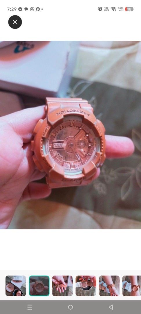 Casio Baby-G Watch and Rastaclats (Category: Women's Watches) located in Valenzuela. Submitted by emotika (Listing ID 1460296097, Image 2). Description: - Authentic rose gold Casio Baby-G watch - Includes original box and user manual - issue: faded parts - Bonus: Braided ponk and orange bracelet - Ideal for everyday wear.