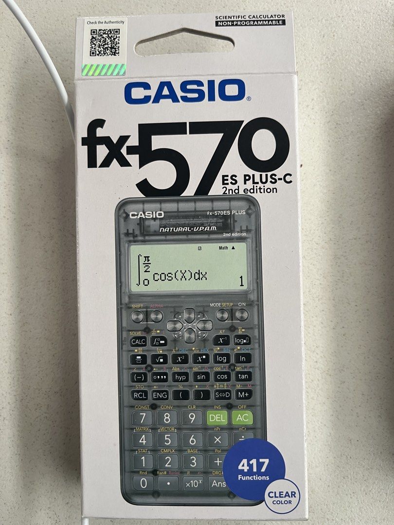 Casio fx-570ES PLUS-C 2nd Edition Scientific Calculator (Category: Stationery & School Supplies) located in Manila. Submitted by mishimoto (Listing ID 1460150748, Image 1). Description: - Casio fx-570ES PLUS-C 2nd Edition Scientific Calculator - Natural V.P.A.M. display for textbook-style math representation - 417 functions: equation solver, differentiation, complex numbers, and more - Comes with a protective slide-on hard case - Made in Thailand