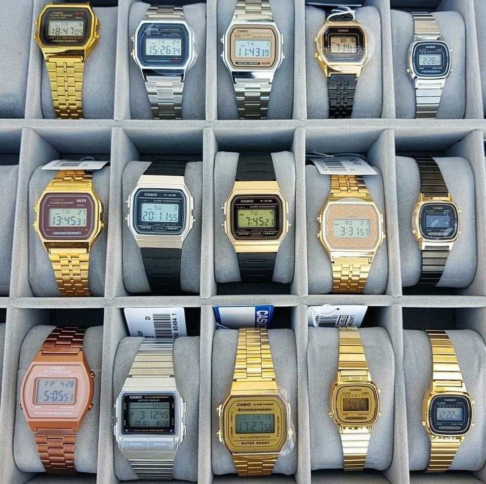 Casio Vintage Digital Watch Collection (Category: Men's Watches) located in Manila. Submitted by eapparelsph_ (Listing ID 1460106980, Image 1). Description: - Authentic Casio digital watches - Classic and popular models - Available in Gold, Silver, and Rose Gold tones - Choice of Metal or Resin bands - Ideal for collectors and everyday wear - Wide variety of styles to choose from.