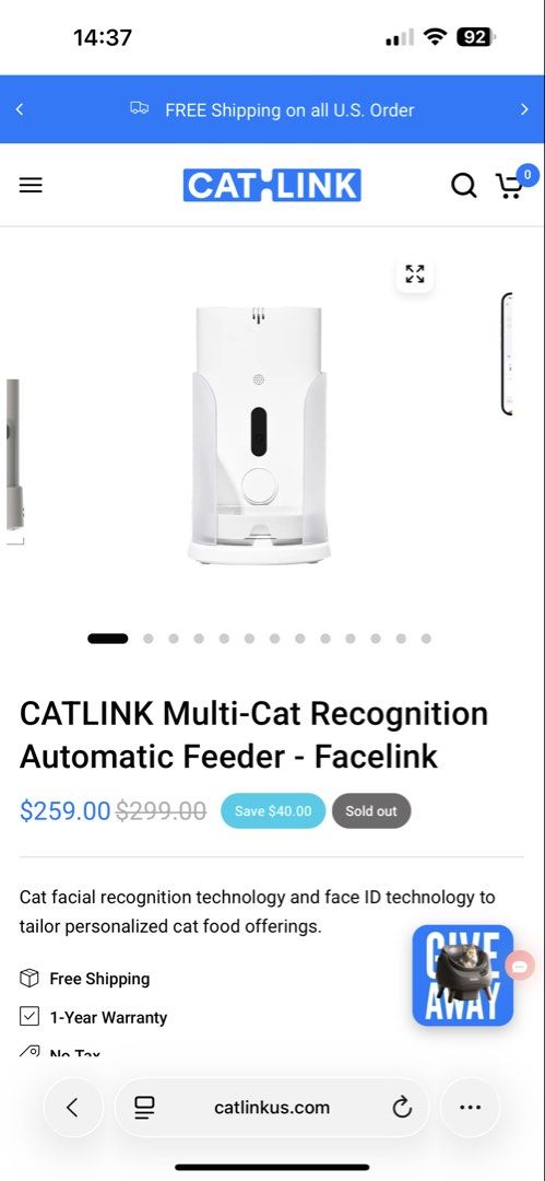 CATLINK Multi-Cat Recognition Automatic Feeder - Facelink (Category: Homes & Other Pet Accessories) located in Taguig. Submitted by c.preloveditems (Listing ID 1460166862, Image 3). Description: Cat facial recognition technology and face ID technology to tailor personalized cat food offerings. Experience the future of pet care with the CATLINK Multi-Cat Recognition Automatic Feeder. Utilizing cutting-edge cat facial recognition technology, this i
