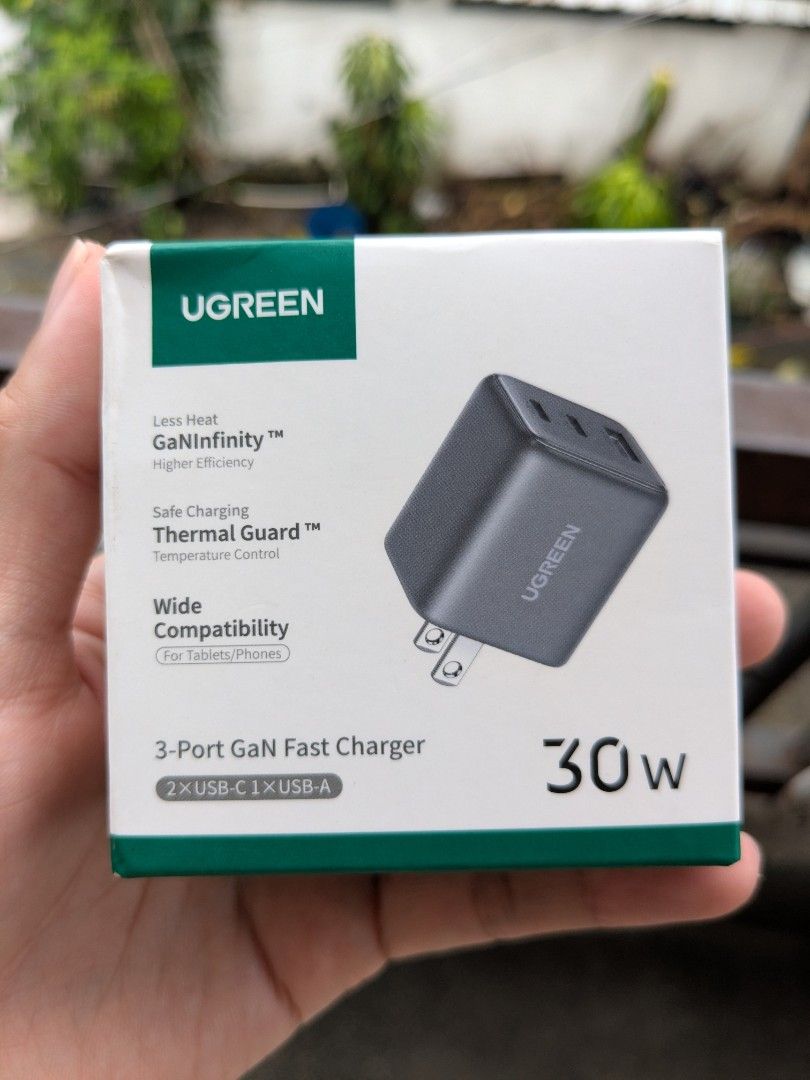 Charger 30W 3 Port UGREEN (Category: Chargers) located in Quezon City. Submitted by joewack (Listing ID 1460151502, Image 1). Description: UGREEN Charger 30W 3 Port original brand new sealed loc Quezon City shipping Lalamove Grab LBC cod/gcash/maya.