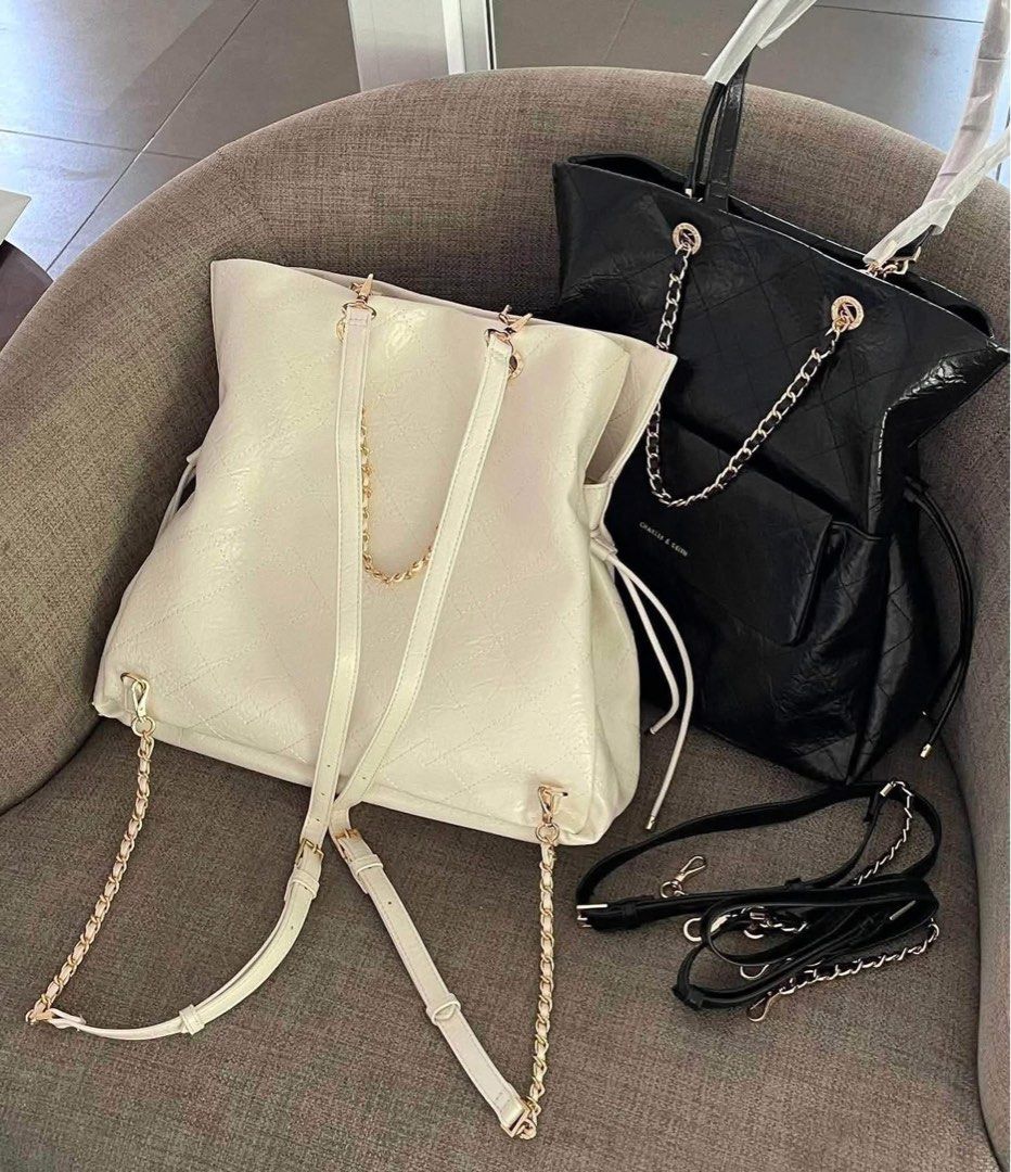 Charles & Keith duo quilted drawstring two-way backpack (Category: Backpacks) located in Manila. Submitted by YSABELLE_MARGARETTE (Listing ID 1460137977, Image 2). Description: mall pull out ✅ payment first thru gcash or bdo lalamove around manila.